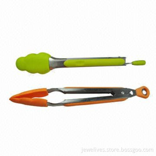 New silicone kitchen tongs with stainless steel handle cover
